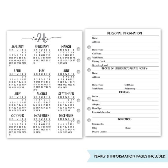 Fits Filofax Agenda 2022 Calendar Insert Refill-all sizes available. - Picture 10 of 10